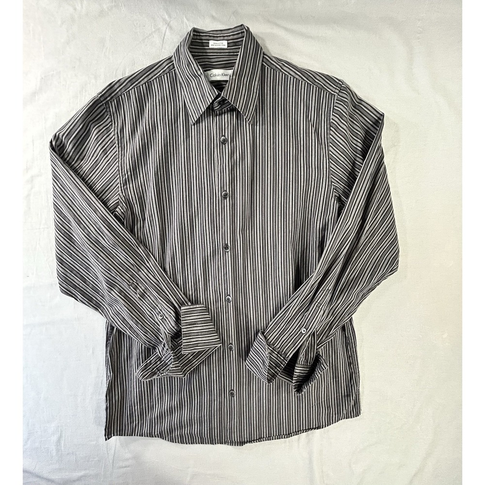 Calvin Klein Long Sleeve French Cuff Striped Shirt Men's Small